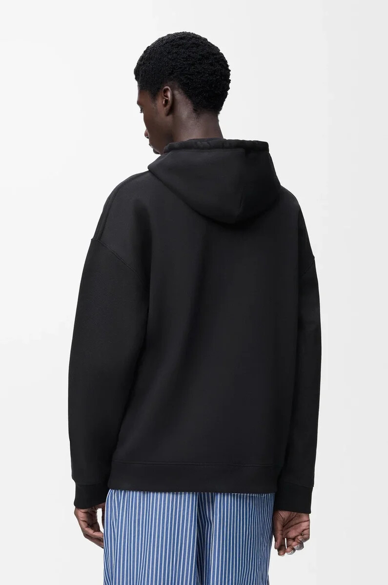 sudadera con capucha de corte relajado en algodón color negro