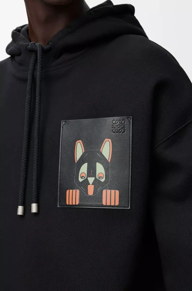 sudadera con capucha de corte relajado en algodón color negro