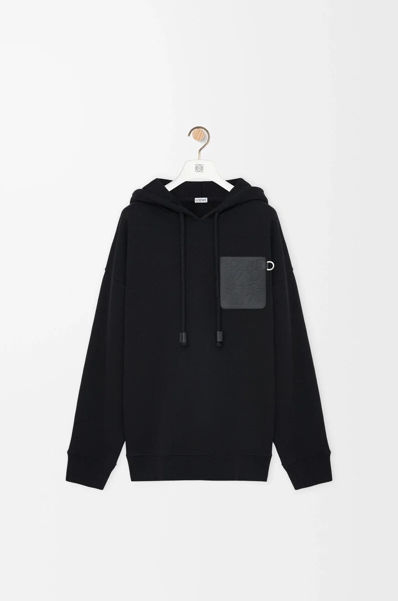 sudadera con capucha de corte relajado en algodón color negro