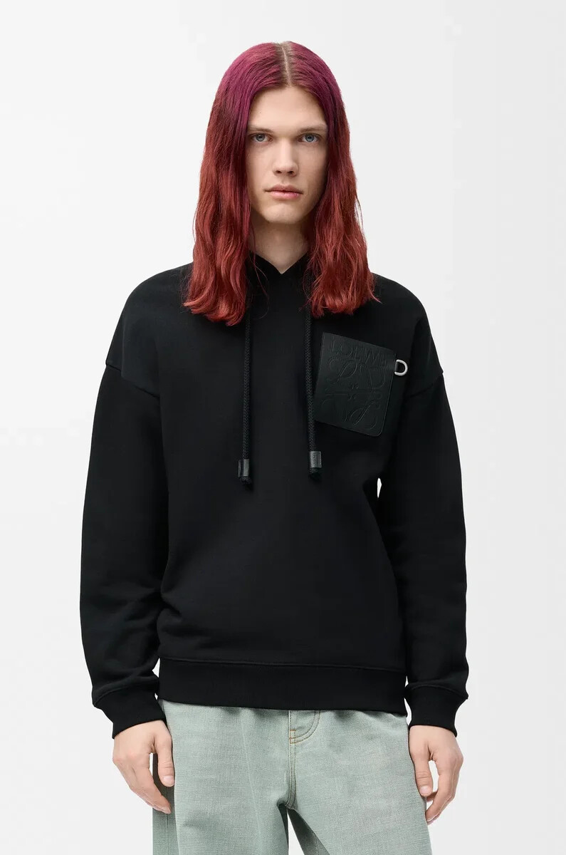 sudadera con capucha de corte relajado en algodón color negro