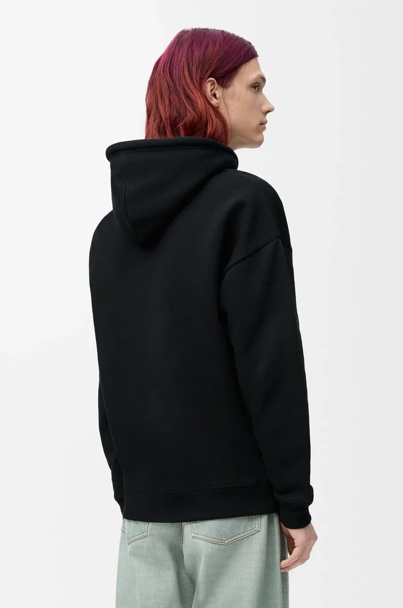 sudadera con capucha de corte relajado en algodón color negro