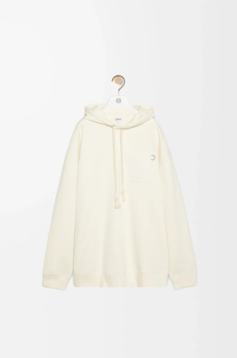 sudadera con capucha de corte relajado en algodón color blanco ceniza