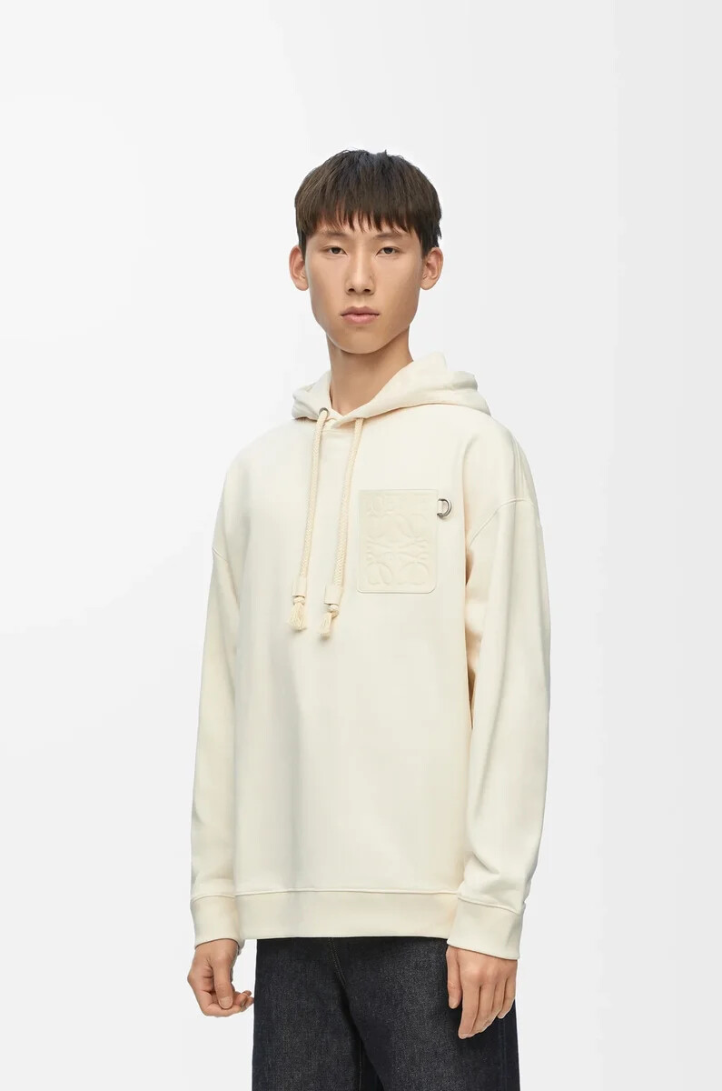 sudadera con capucha de corte relajado en algodón color blanco ceniza
