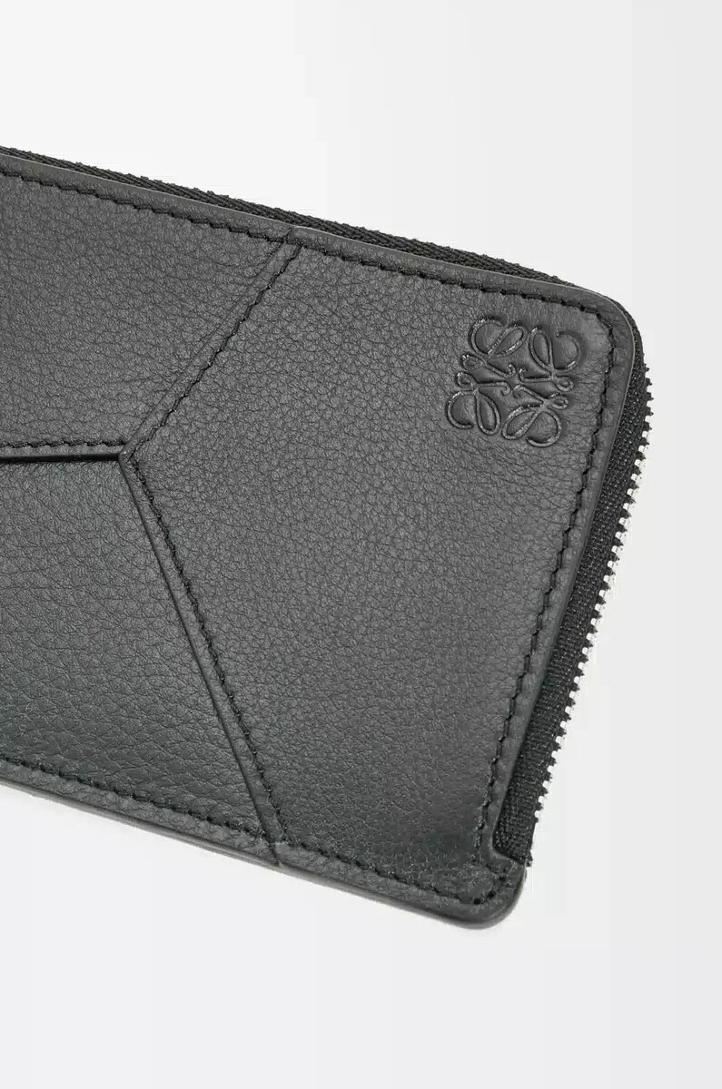 tarjetero largo puzzle para monedas en piel de becerro clásica color negro