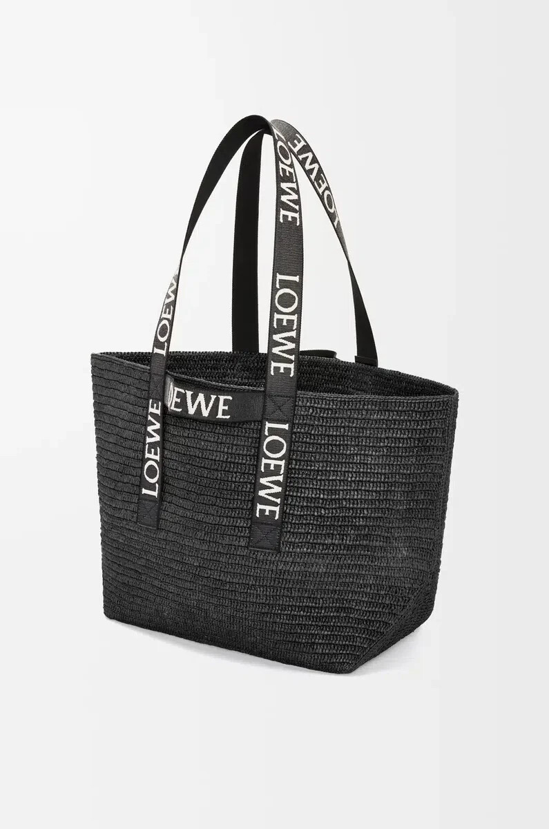 bolso shopper plegable en rafia negro