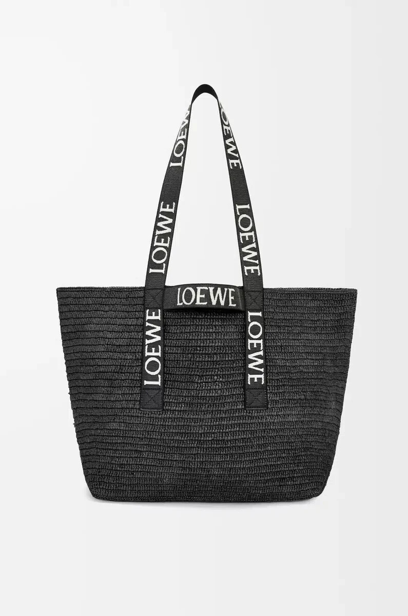 bolso shopper plegable en rafia negro