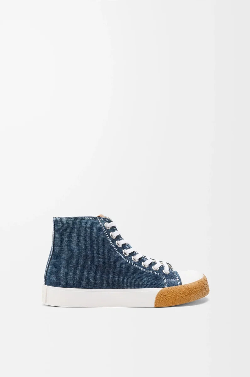 zapatilla alta bloc en denim washed denim