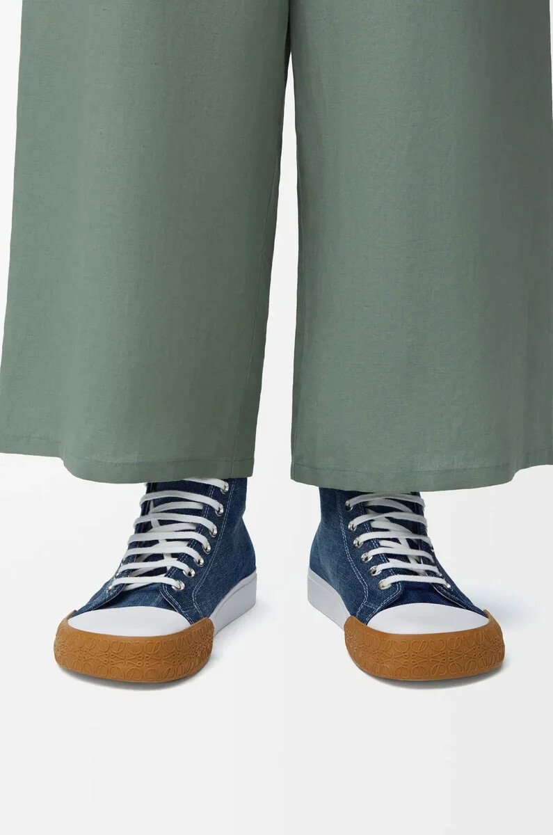 zapatilla alta bloc en denim washed denim