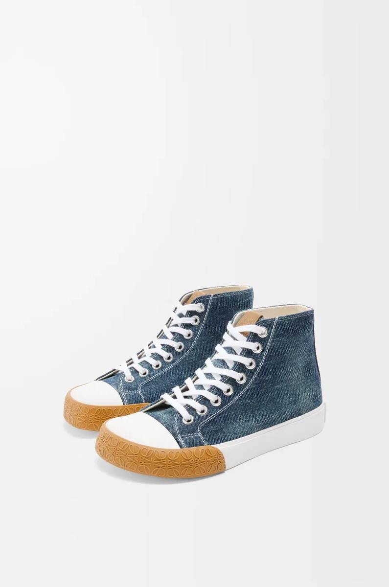 zapatilla alta bloc en denim washed denim