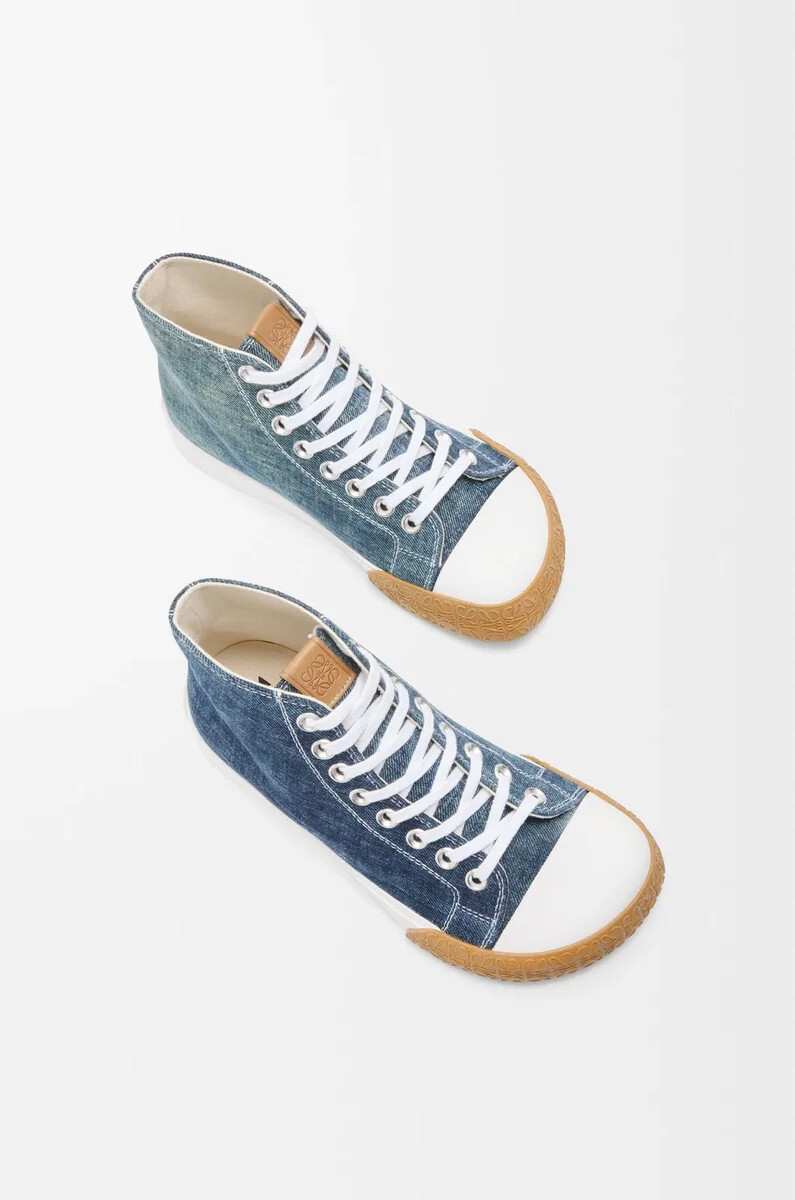 zapatilla alta bloc en denim washed denim