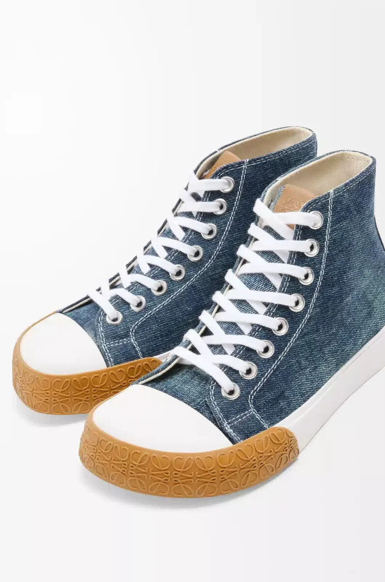 zapatilla alta bloc en denim washed denim