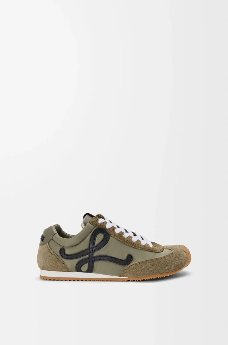 ballet runner 2.0 en nailon y piel de becerro caqui claronegroblanco