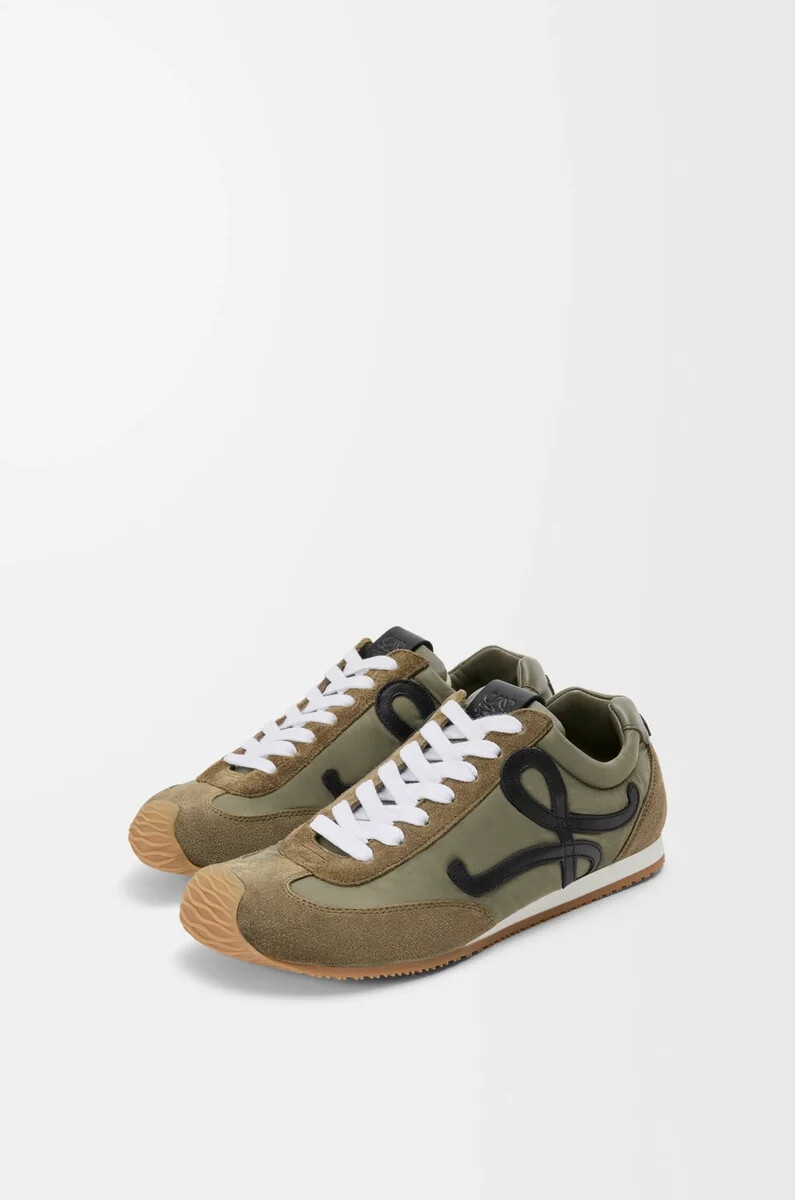 ballet runner 2.0 en nailon y piel de becerro caqui claronegroblanco