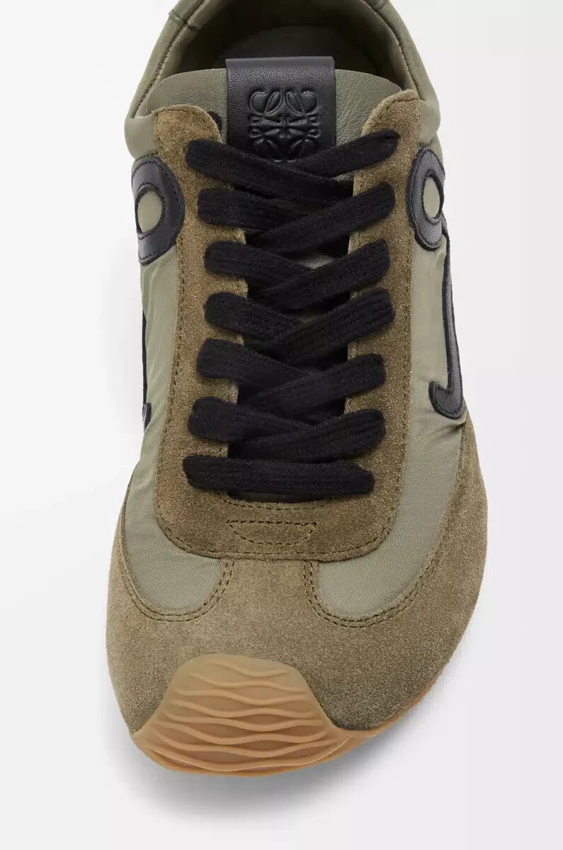 ballet runner 2.0 en nailon y piel de becerro caqui claronegroblanco