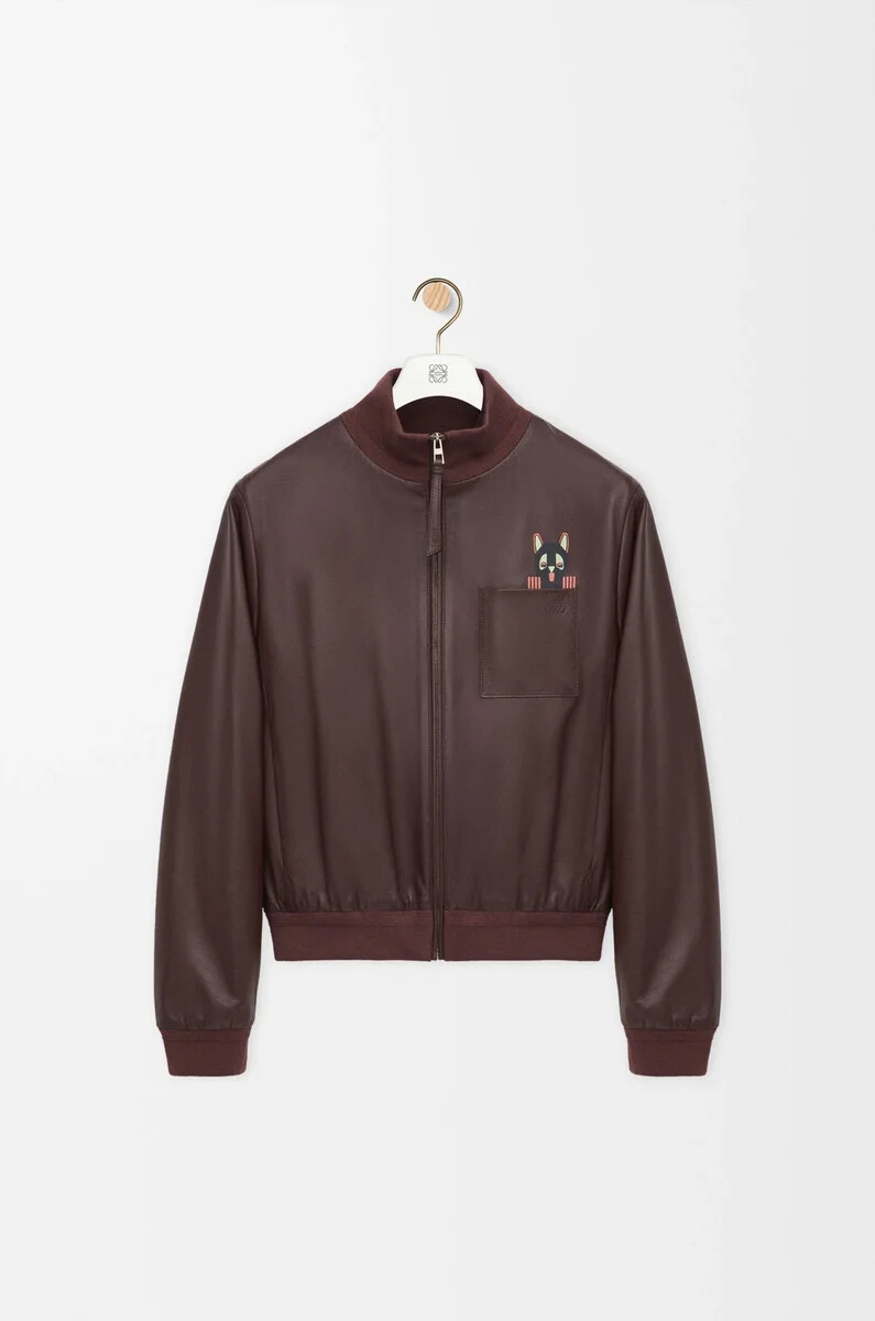 chaqueta corta de piel de cordero napa marrón