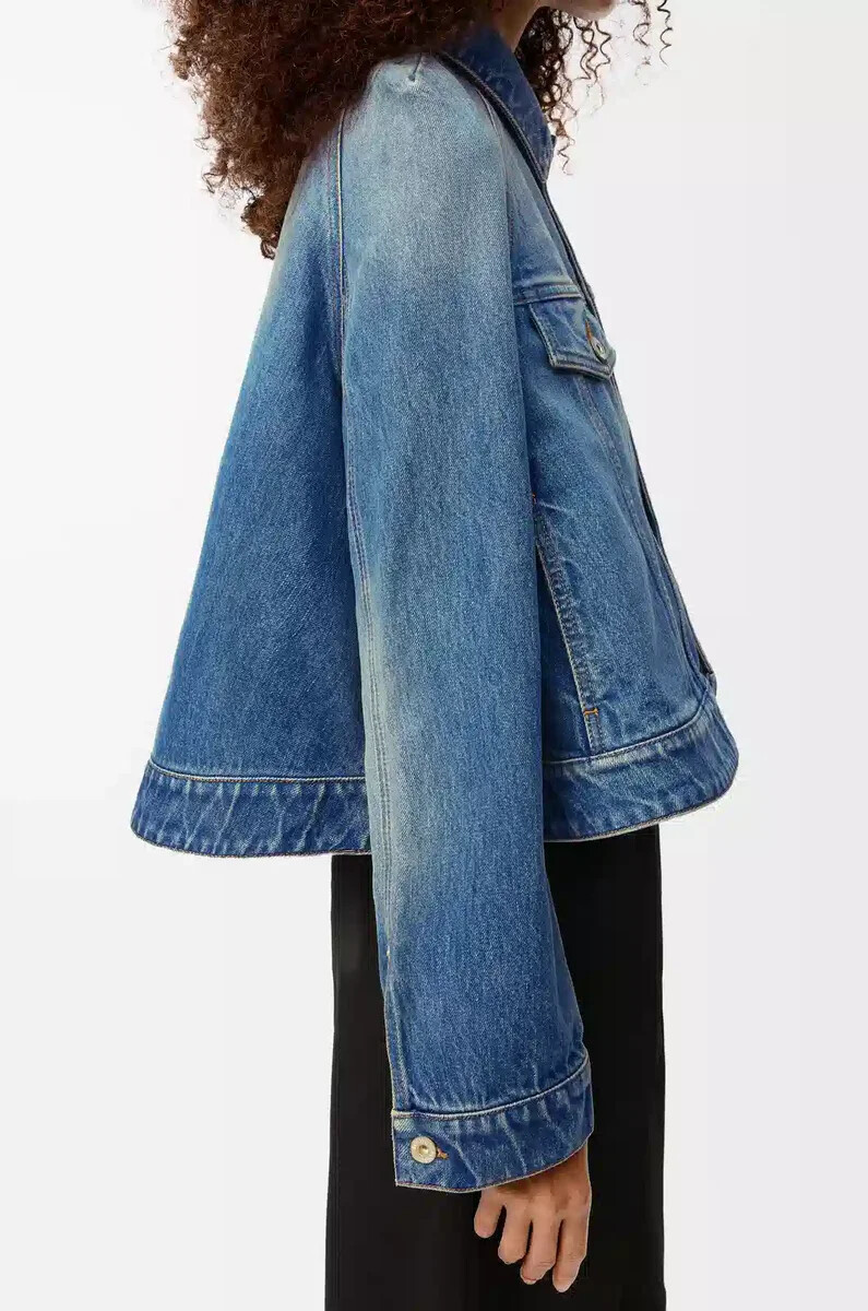chaqueta trapecio en denim azul denim