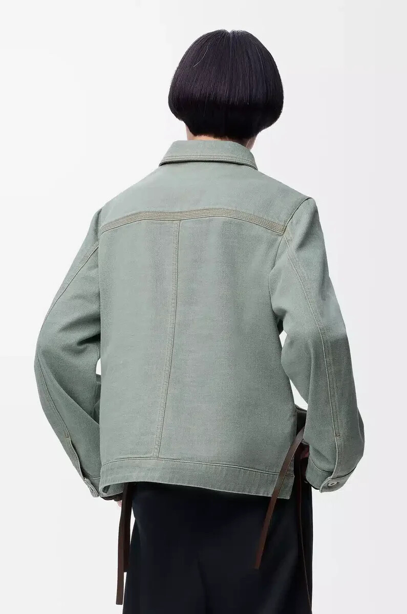 chaqueta de trabajo en denim verde caqui