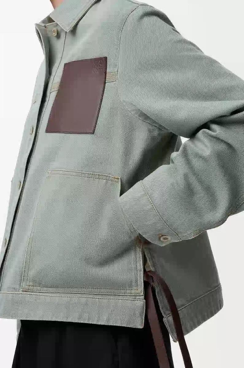 chaqueta de trabajo en denim verde caqui