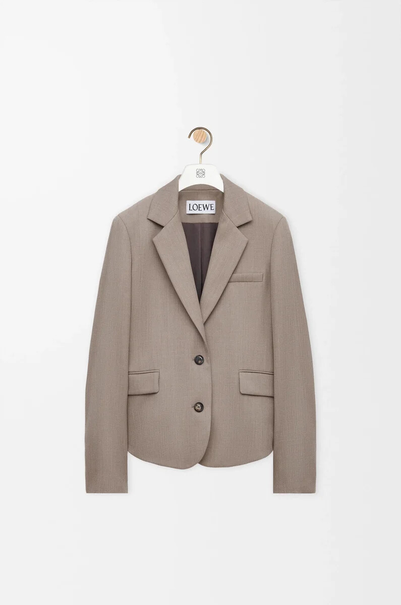 chaqueta sastre de lana beige melange