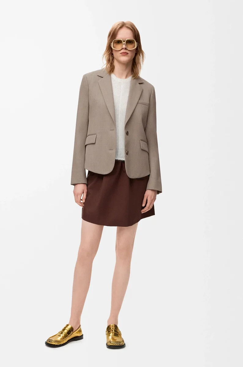 chaqueta sastre de lana beige melange