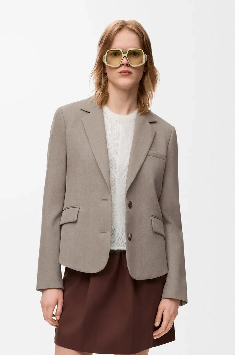 chaqueta sastre de lana beige melange