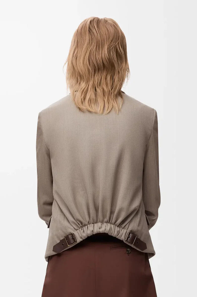 chaqueta sastre de lana beige melange