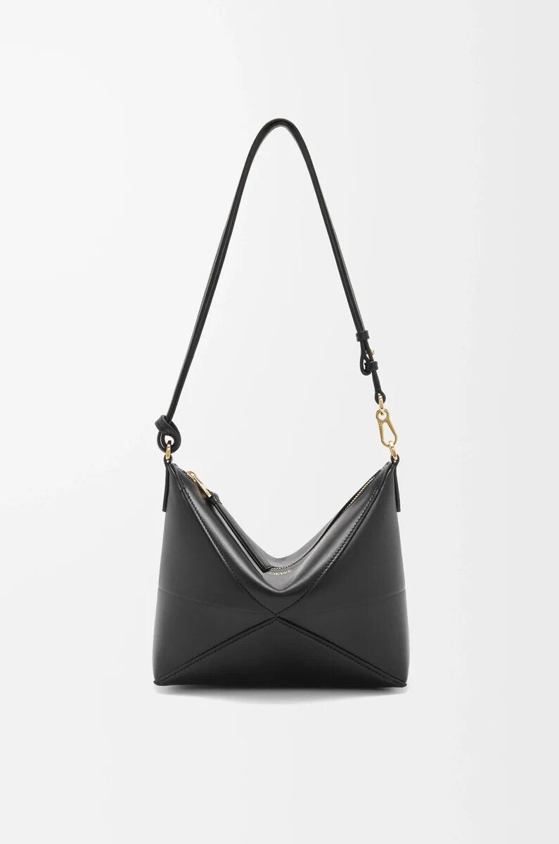 bolso puzzle fold en piel de becerro napa brillante negro