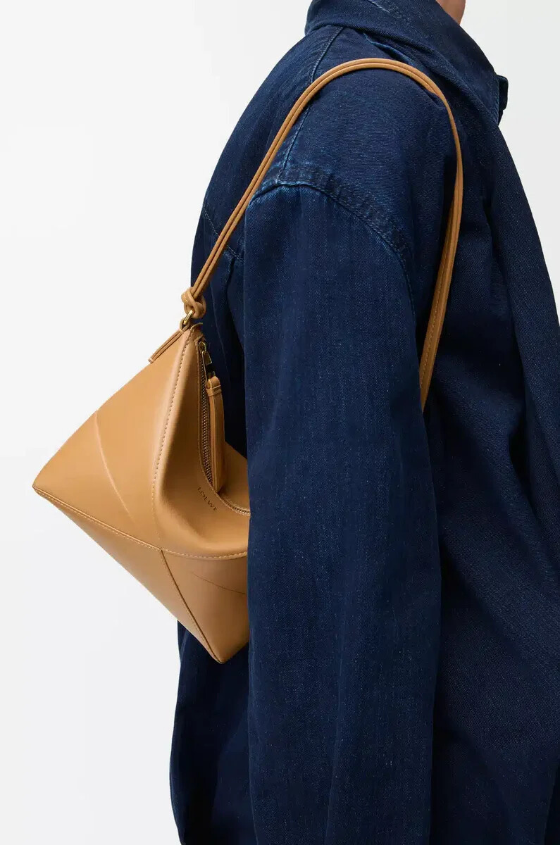 bolso puzzle fold en piel de becerro napa brillante warm desert