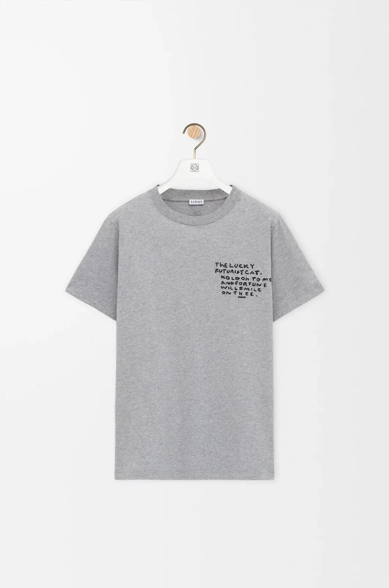 camiseta de corte regular en algodón gris melange