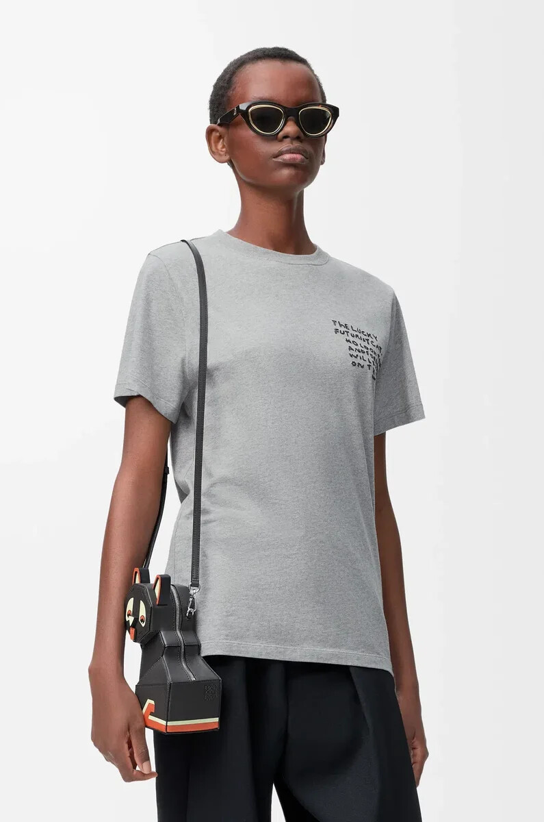 camiseta de corte regular en algodón gris melange