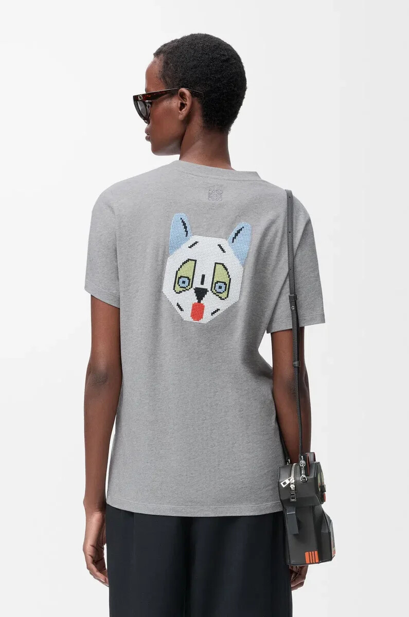 camiseta de corte regular en algodón gris melange