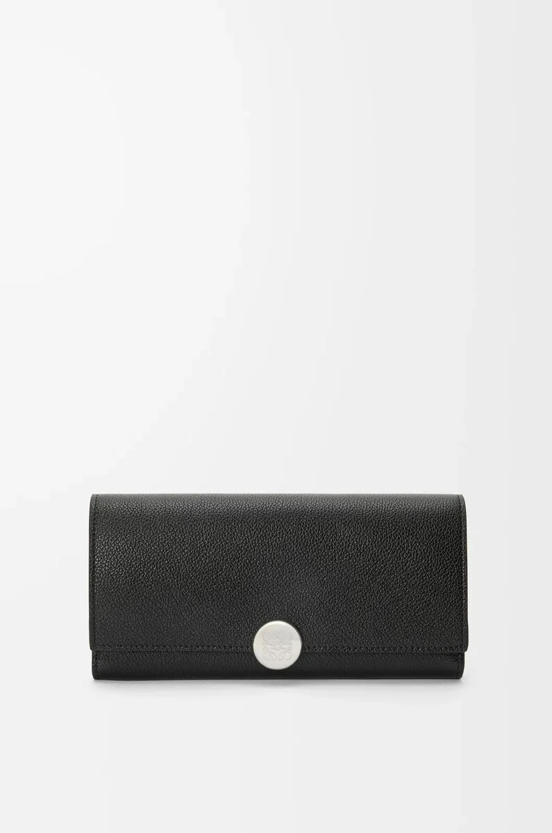 cartera continental pebble en piel de becerro granulada negra