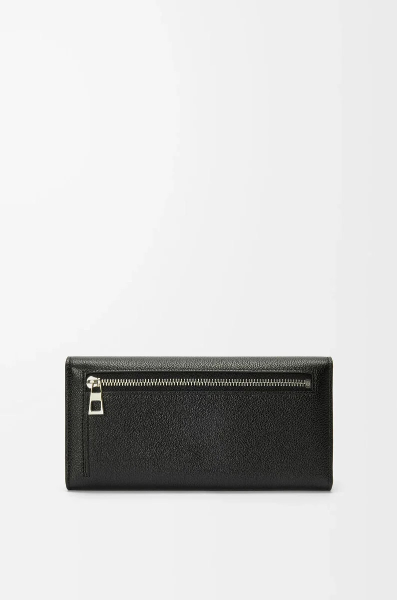 cartera continental pebble en piel de becerro granulada negra