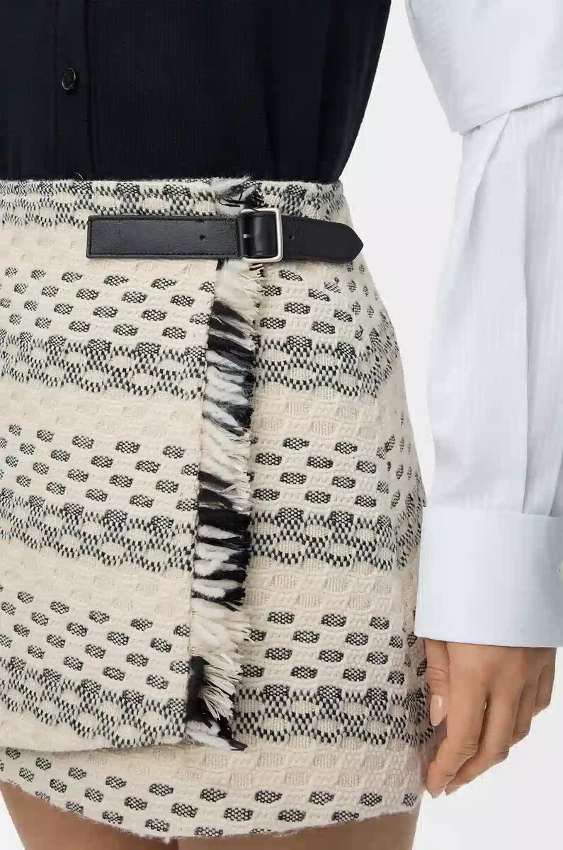 falda en mezcla de lana jacquard negroblanco