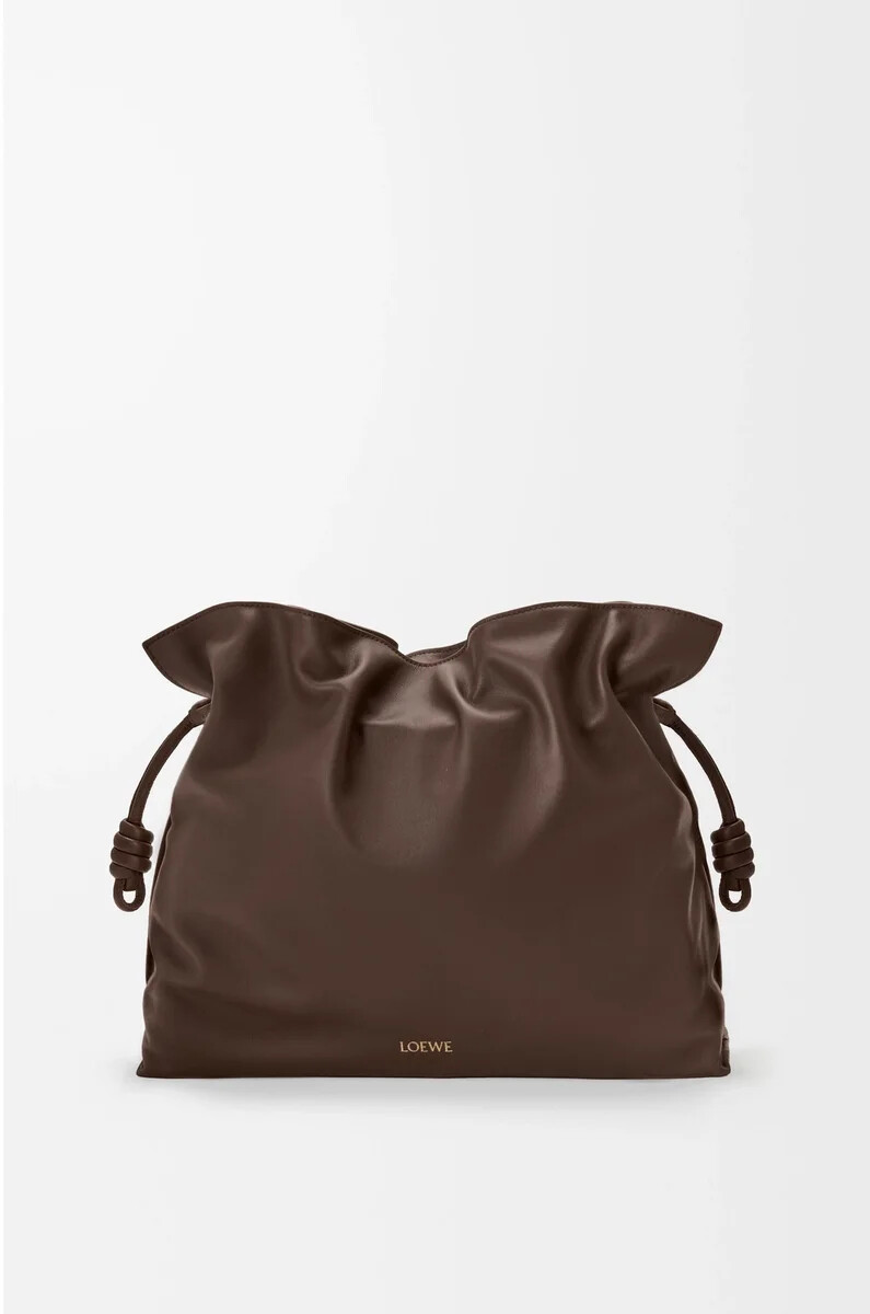clutch flamenco grande en piel de becerro napa chocolate
