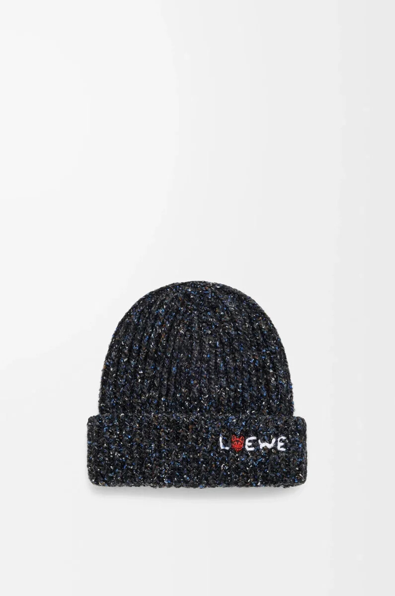 gorro en mezcla de lana seda y alpaca negro melange