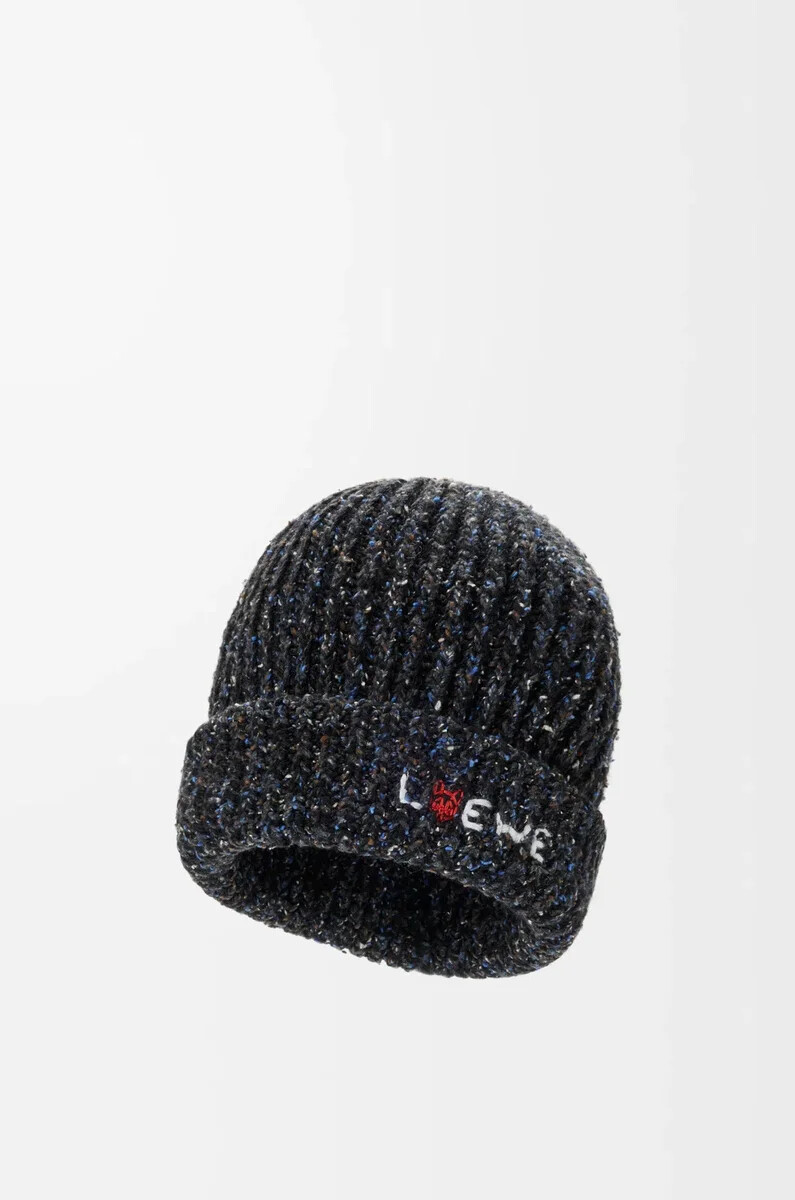 gorro en mezcla de lana seda y alpaca negro melange