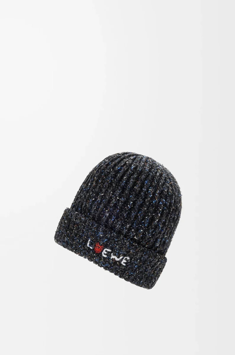 gorro en mezcla de lana seda y alpaca negro melange