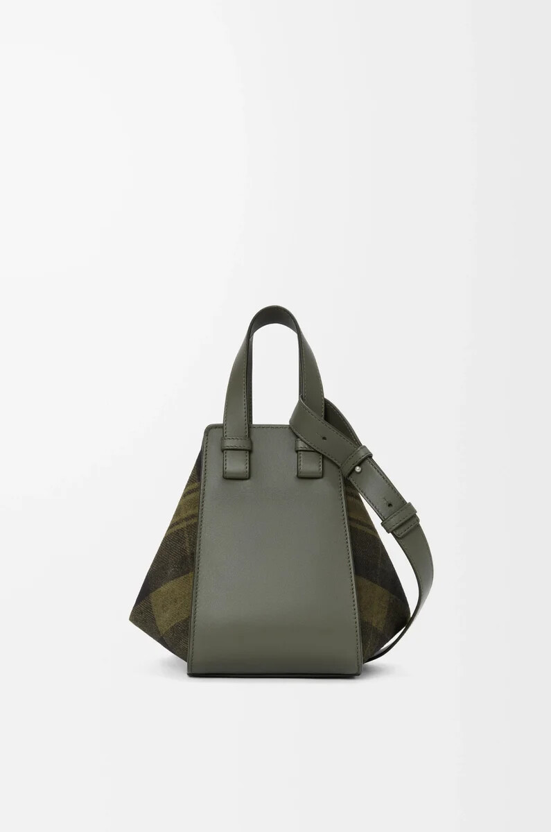bolso hamaca compacto en ante y piel de becerro clásica color caquiverde