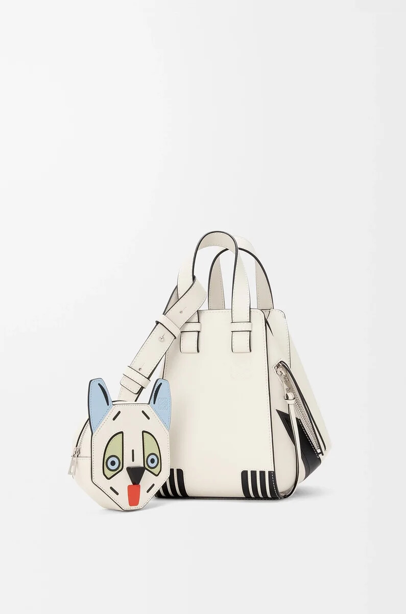 bolso hamaca compacto futurist cat en piel de becerro clásica soft white