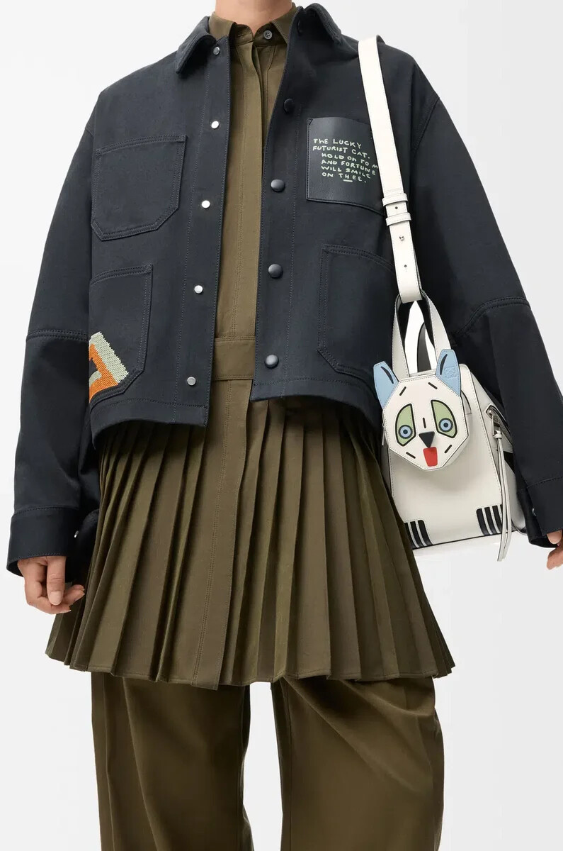 bolso hamaca compacto futurist cat en piel de becerro clásica soft white