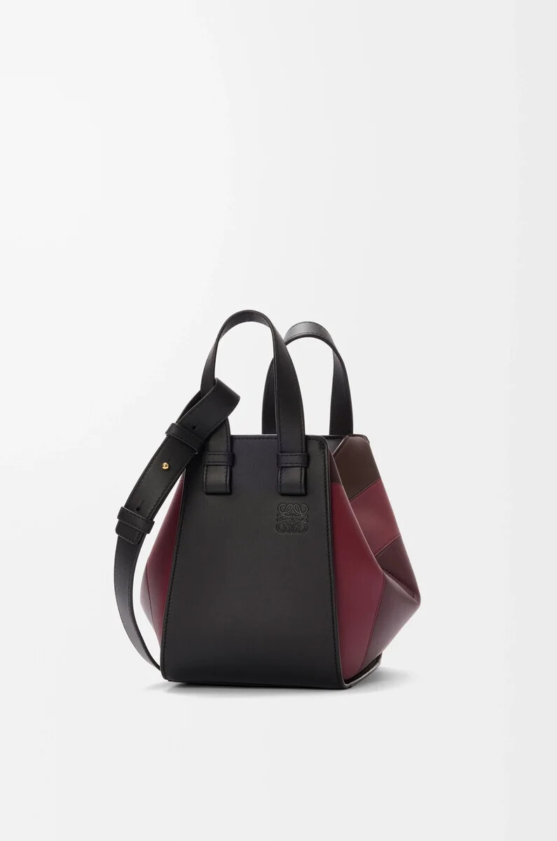 bolso hamaca compacto de piel de becerro napa negroburdeos
