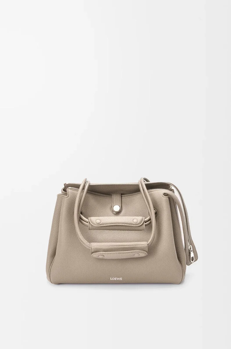 bolso mediano madrid en piel de becerro granulada flexible color arcilla