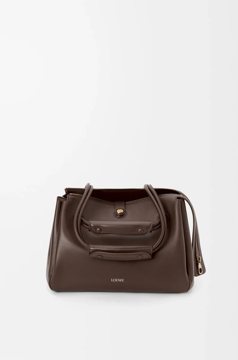 bolso mediano madrid en piel de becerro flexible color castaño oscuro