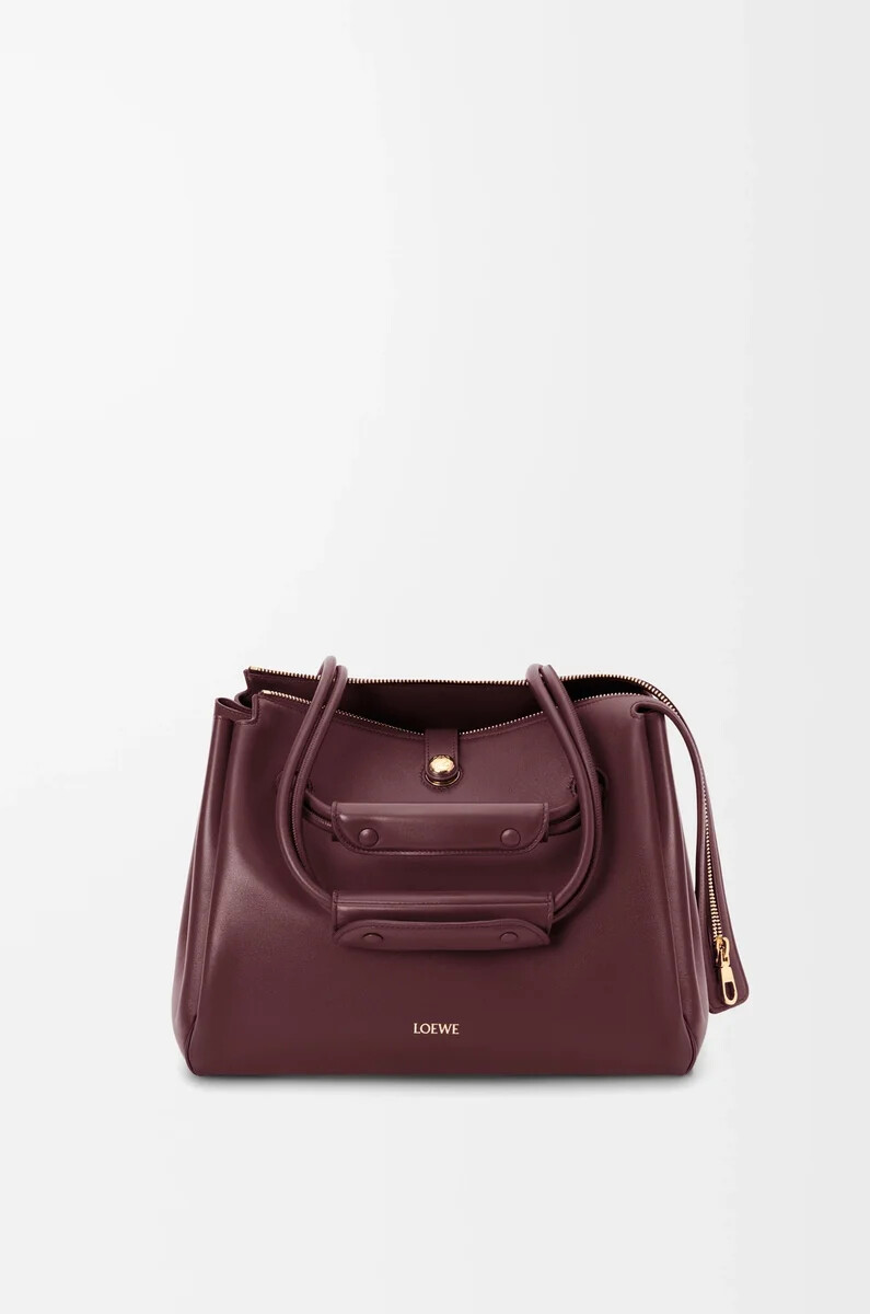 bolso madrid mediano de piel de becerro flexible color burdeos oscuro