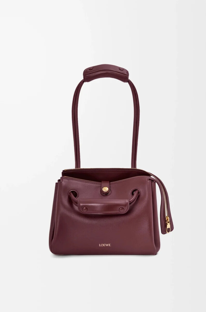 bolso pequeño madrid en piel de becerro flexible color burdeos oscuro