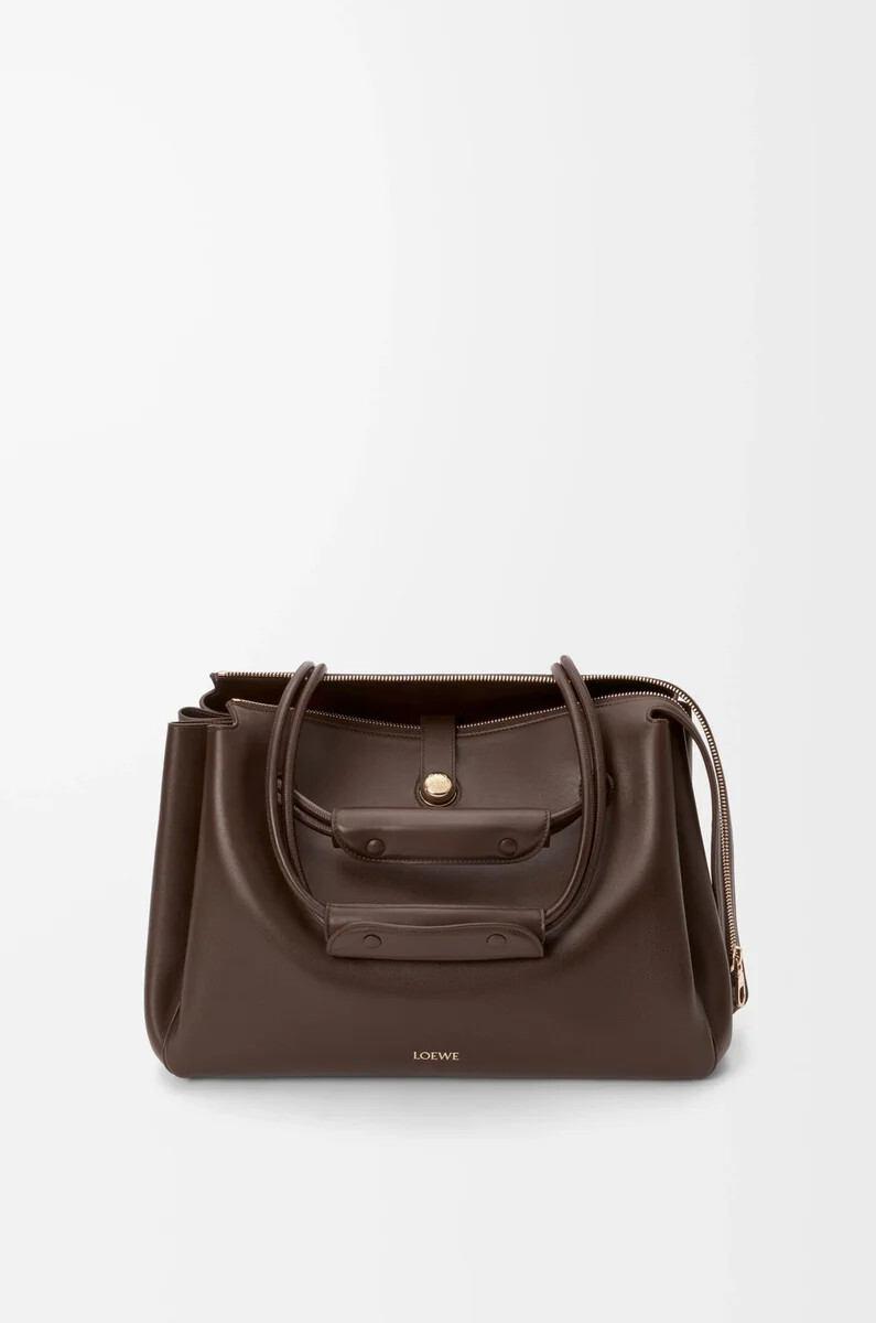 bolso grande madrid en piel de becerro flexible color castaño oscuro