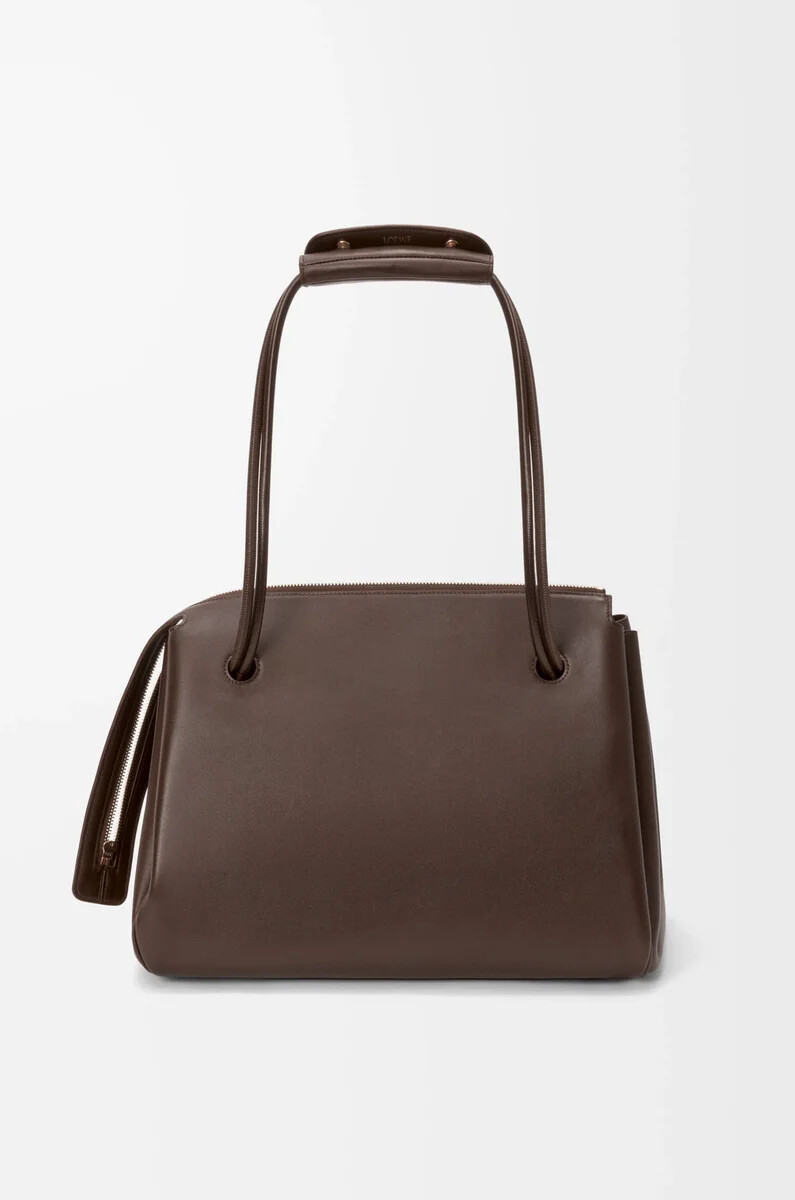 bolso grande madrid en piel de becerro flexible color castaño oscuro