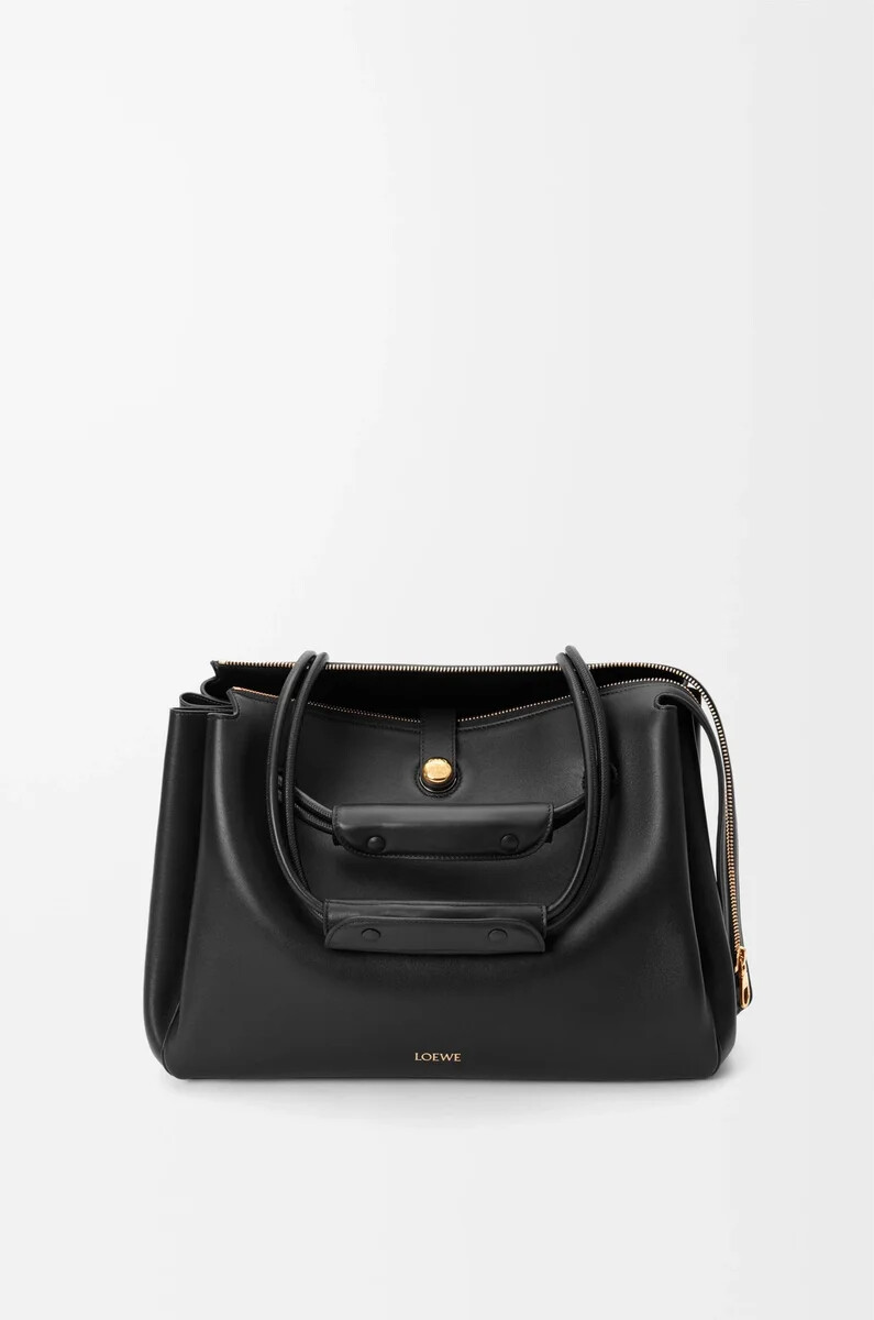 bolso grande madrid en piel de becerro flexible negro