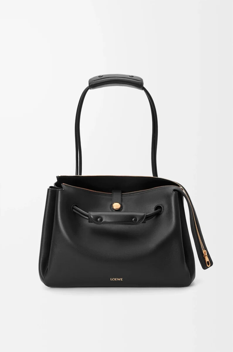 bolso grande madrid en piel de becerro flexible negro